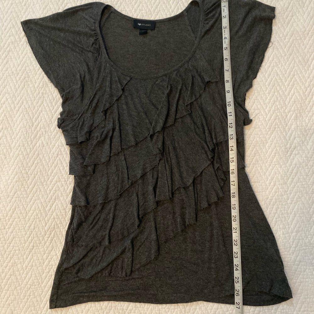 Women's Gray Ruffle Top - Picture 4 of 5